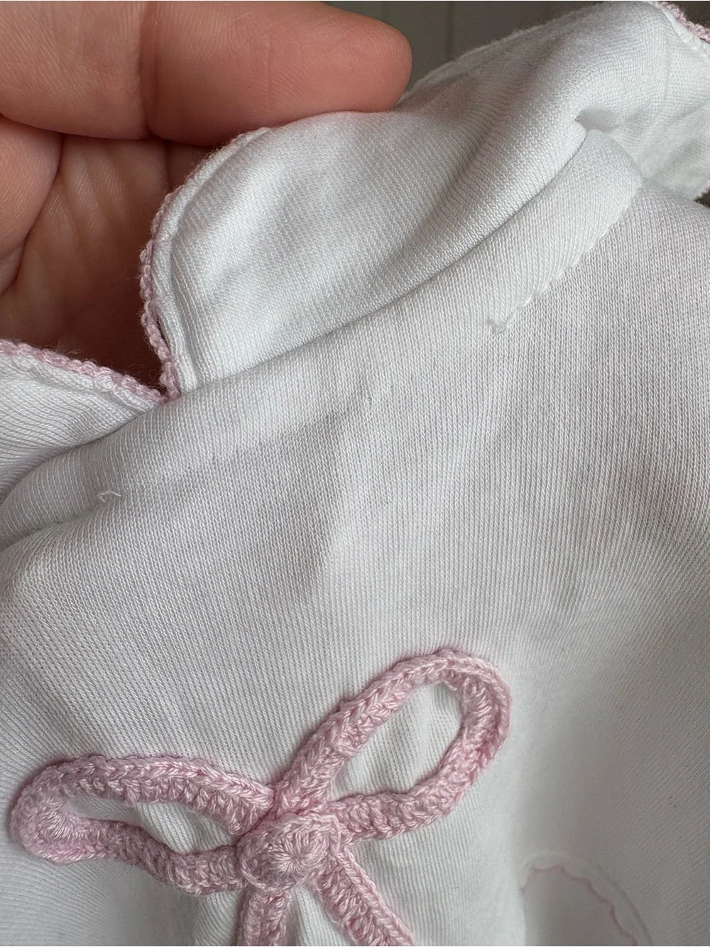 Little English 3M White Pink Bow Pima Cotton Romper